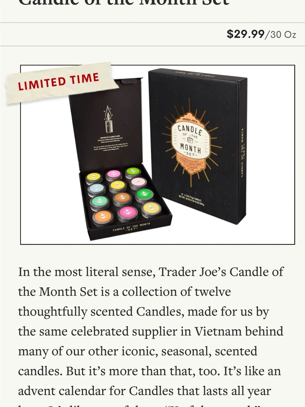 Trader Joe's Candle of the Month Set - Multi Color - Picture 3 of 3